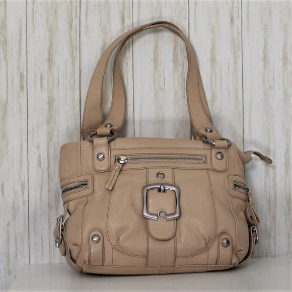 B. Makowsky Handbags - B. Makowsky Beige Leather Satchel/Shoulder Bag